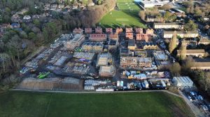 Wide bird's eye view of new build